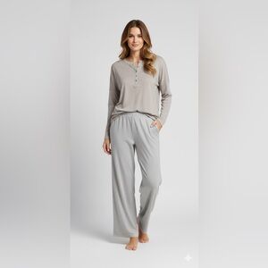 Reitmans Heather Gray & Pink Henley Pyjama Set